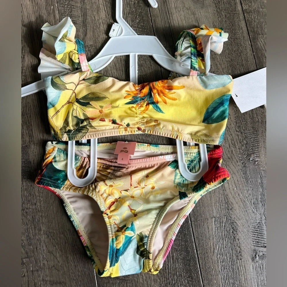 NEW PQ SWIM Girls Flutter Bikini Set in Oasis Floral 88$